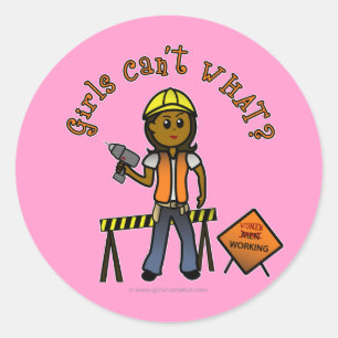Sticker Rond Fille de construction sombre