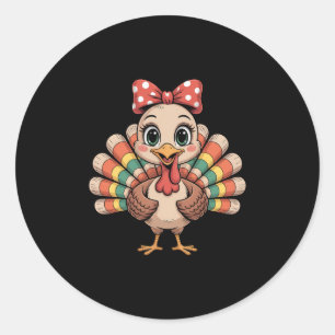 Sticker Rond Fille de dinde de Thanksgiving Art d'animaux d'aut