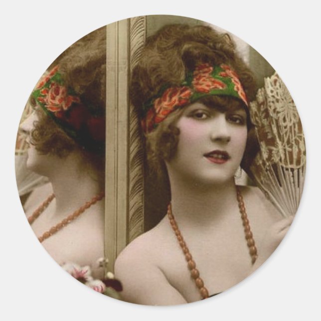 Sticker Rond Fille de fête (Devant)