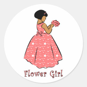 Sticker Rond Fille de fleurs en corail
