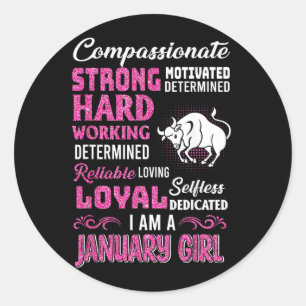 Sticker Rond Fille de janvier Anniversaire Drôle de Capricorne