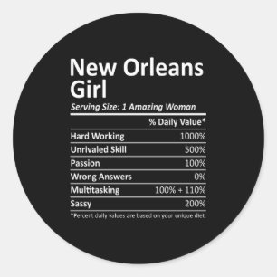 Sticker Rond Fille de la Nouvelle-Orléans La Louisiane Ville Am