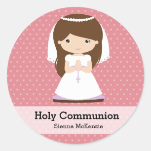 Sticker Rond Fille de la Sainte Communion * Choisissez votre co