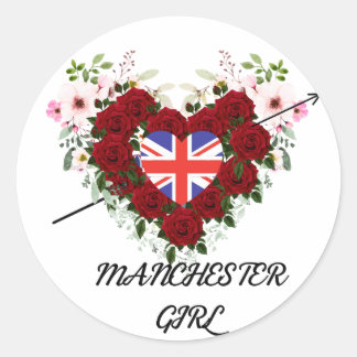 Sticker Rond Fille de Manchester Arrow Rose Wreath