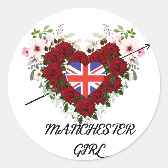 Sticker Rond Fille de Manchester Arrow Rose Wreath (Devant)