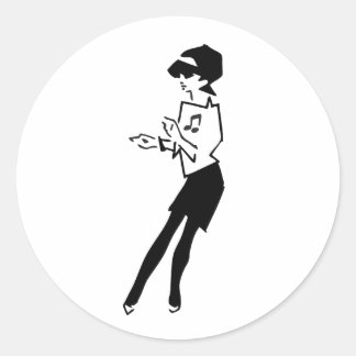 Sticker Rond Fille de musique ska