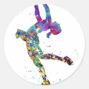 Sticker Rond Fille de patinage sur glace