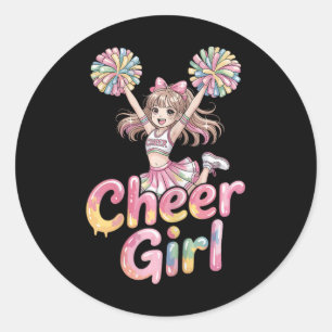 Sticker Rond Fille de pom-pom girls à l'aquarelle pastel
