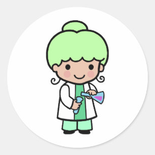 Sticker Rond Fille de scientifique