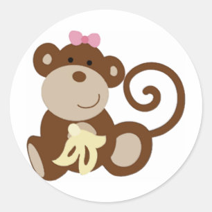 Sticker Rond Fille de singe de Melanie