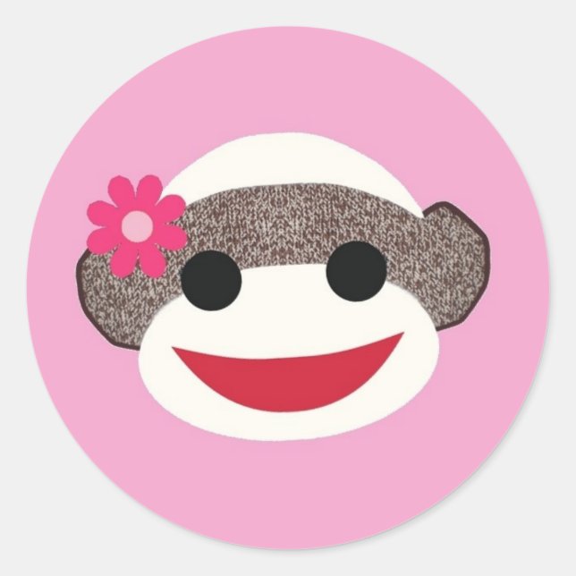Sticker Rond Fille de Singe Rose Sock (Devant)