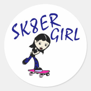 Sticker Rond fille de sk8er