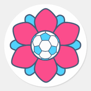 Sticker Rond Fille de soccer rose chaud