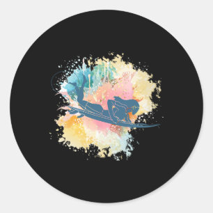 Sticker Rond Fille de surf Planche de surf Sports nautiques Sur