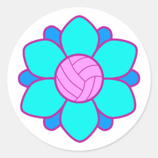 Sticker Rond Fille de volley-ball bleu