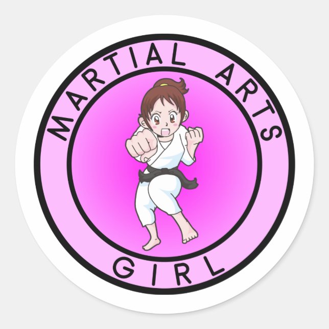 Sticker Rond Fille des arts martiaux (Devant)