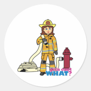 Sticker Rond Fille des pompiers