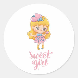 Sticker Rond fille douce