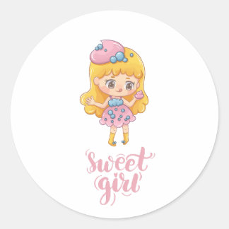 Sticker Rond fille douce