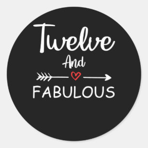 Sticker Rond Fille Douzième anniversaire 12 ans Anniversaire Fi