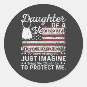 Sticker Rond Fille d'une famille militaire patriotique vétéran