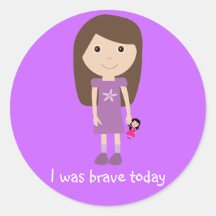 Sticker Rond Fille et poupée mignonnes j'étais les autocollan