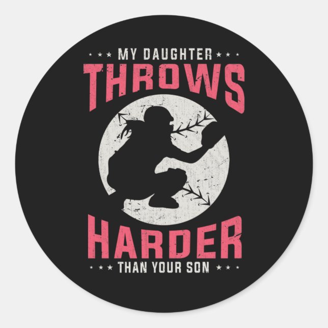 Sticker Rond Fille Fille Fille Fille Drôle Joueuse De Baseball  (Devant)