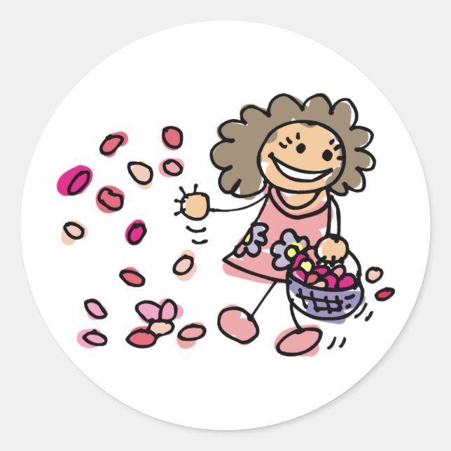 Sticker Rond Fille Fleur Le Jour Du Mariage (Devant)