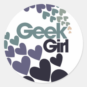 Sticker Rond Fille geek