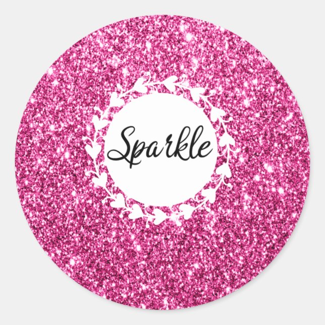 Sticker Rond Fille & Glam Hot rose Parties scintillant Étincell (Devant)