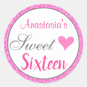 Sticker Rond Fille Glam Princess Sweet sixteen de Parties scint