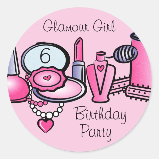 Sticker Rond Fille glamour Anniversaire (Devant)