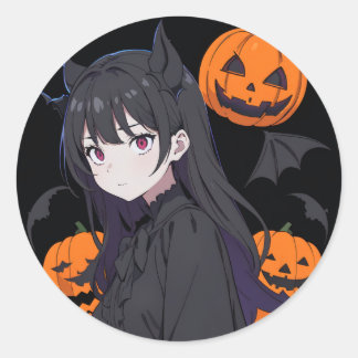 Sticker Rond fille halloween