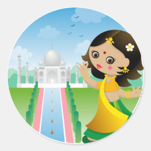 Sticker Rond fille indienne