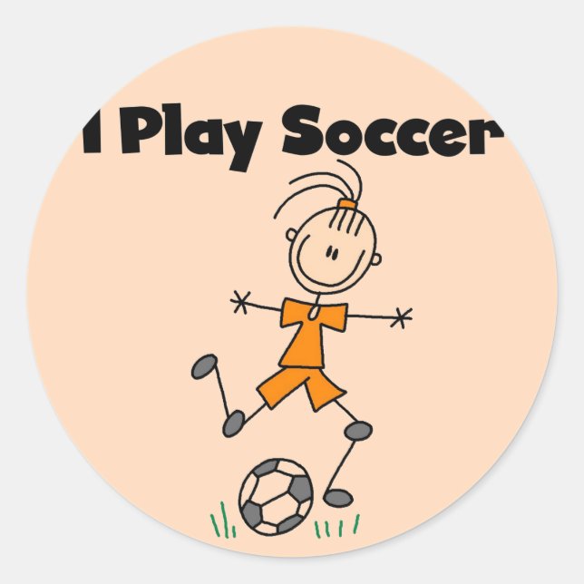 Sticker Rond Fille Je Joue Tshirts et cadeaux de football (Devant)