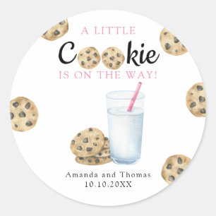 Sticker Rond Fille lait et cookies Baby shower