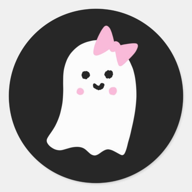Sticker Rond Fille mignonne fantôme (Devant)