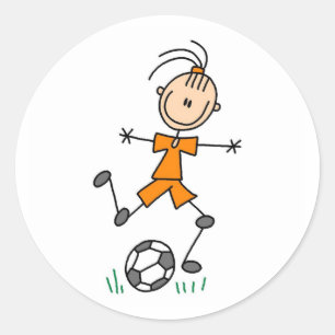 Sticker Rond Fille Orange Soccer Uniforme