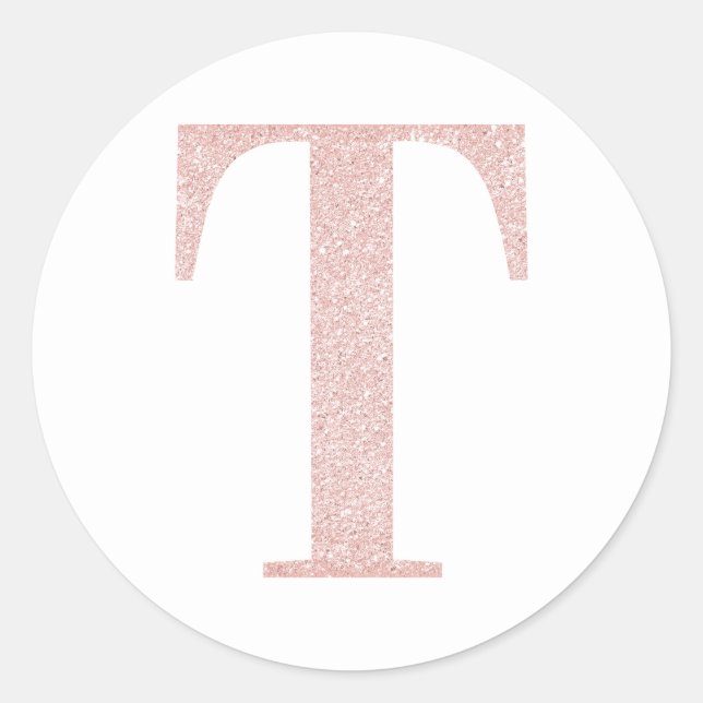 Sticker Rond Fille Pale Rose Parties scintillant or Monogramme  (Devant)