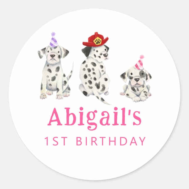 Sticker Rond Fille pompier Fête d'anniversaire Favoriser (Devant)