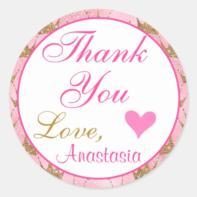 Sticker Rond Fille princesse rose et or Parties scintillant Mer (Devant)