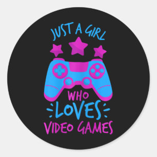 Sticker Rond Fille Qui Aime Jeux Vidéo Jeu T Chemises Pour Fill