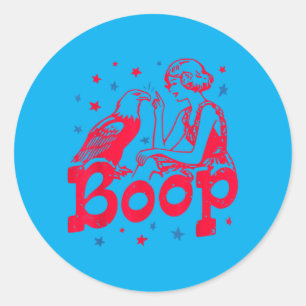 Sticker Rond Fille Rétro Boop Et Aigle Drôle Patriote Vintage