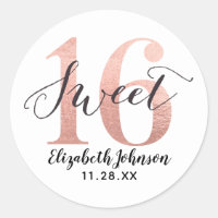 Fille Rose Gold Foil Sweet 16 Anniversaire