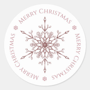 Sticker Rond Fille Rose Parties scintillant or Flocon de neige 