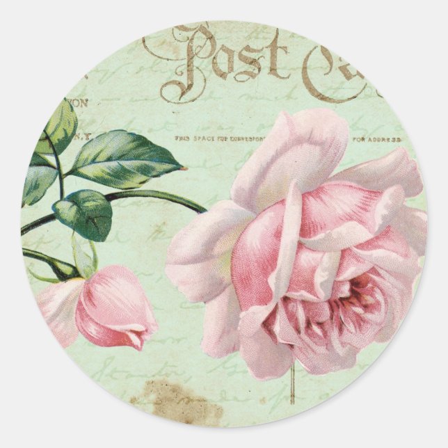 Sticker Rond Fille Roses Roses Roses Roses Roses Rose Élégant C (Devant)