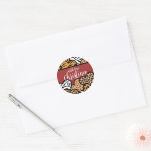 Sticker Rond Fille Rouge Joueuse Coeurs Posters de animaux Nom