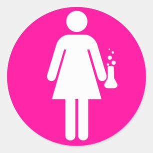 Sticker Rond Fille scientifique