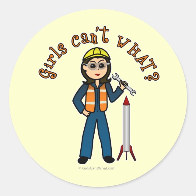 Sticker Rond Fille scientifique de fusées légères (Devant)