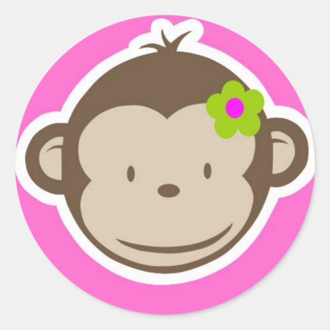 Sticker Rond Fille singe (Devant)